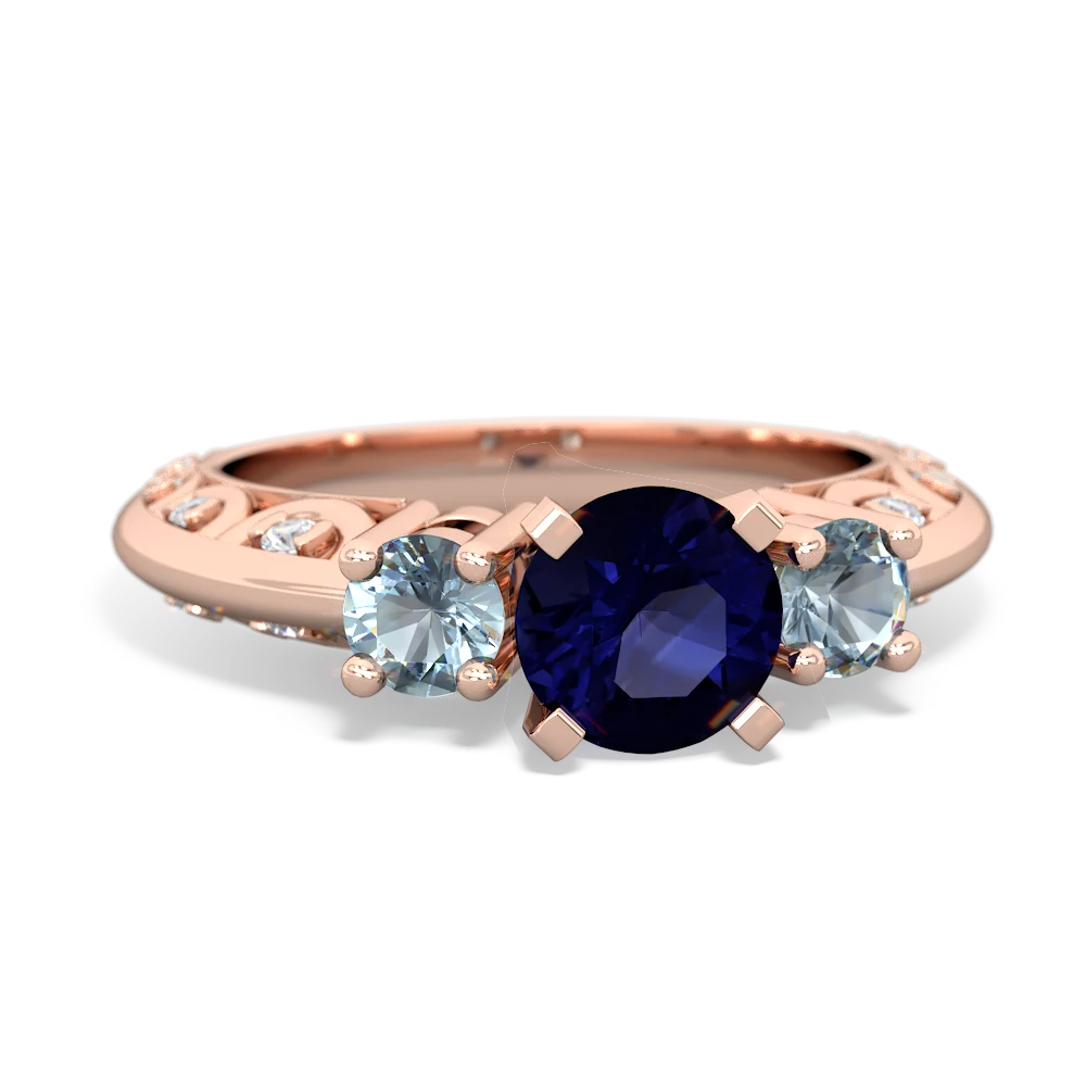 Sapphire Art Deco Eternal Embrace Engagement 14K Rose Gold ring C2003