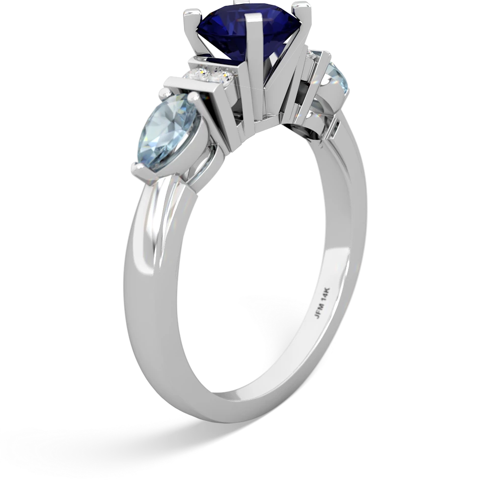 Sapphire 6Mm Round Eternal Embrace Engagement 14K White Gold ring R2005