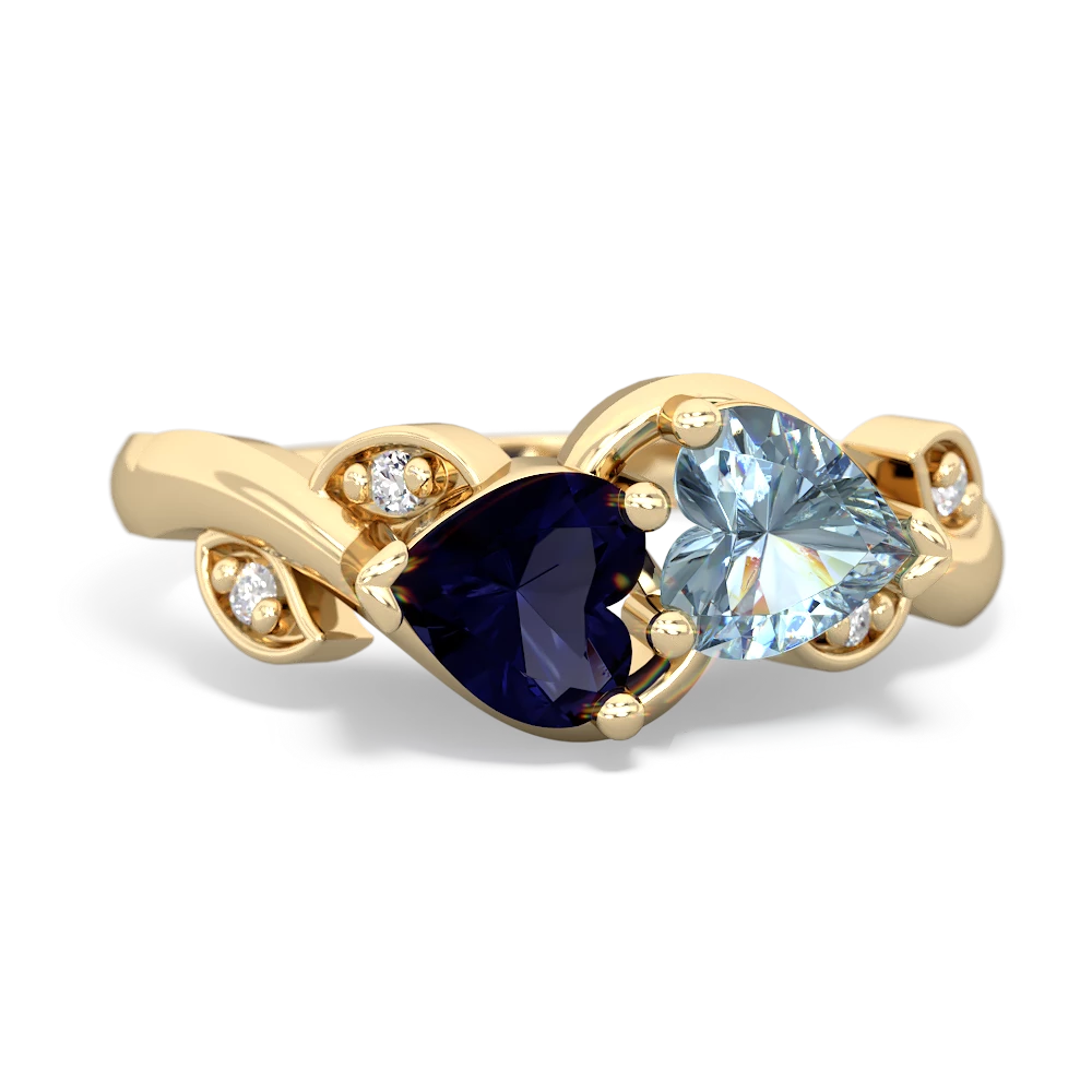 Sapphire Floral Elegance 14K Yellow Gold ring R5790