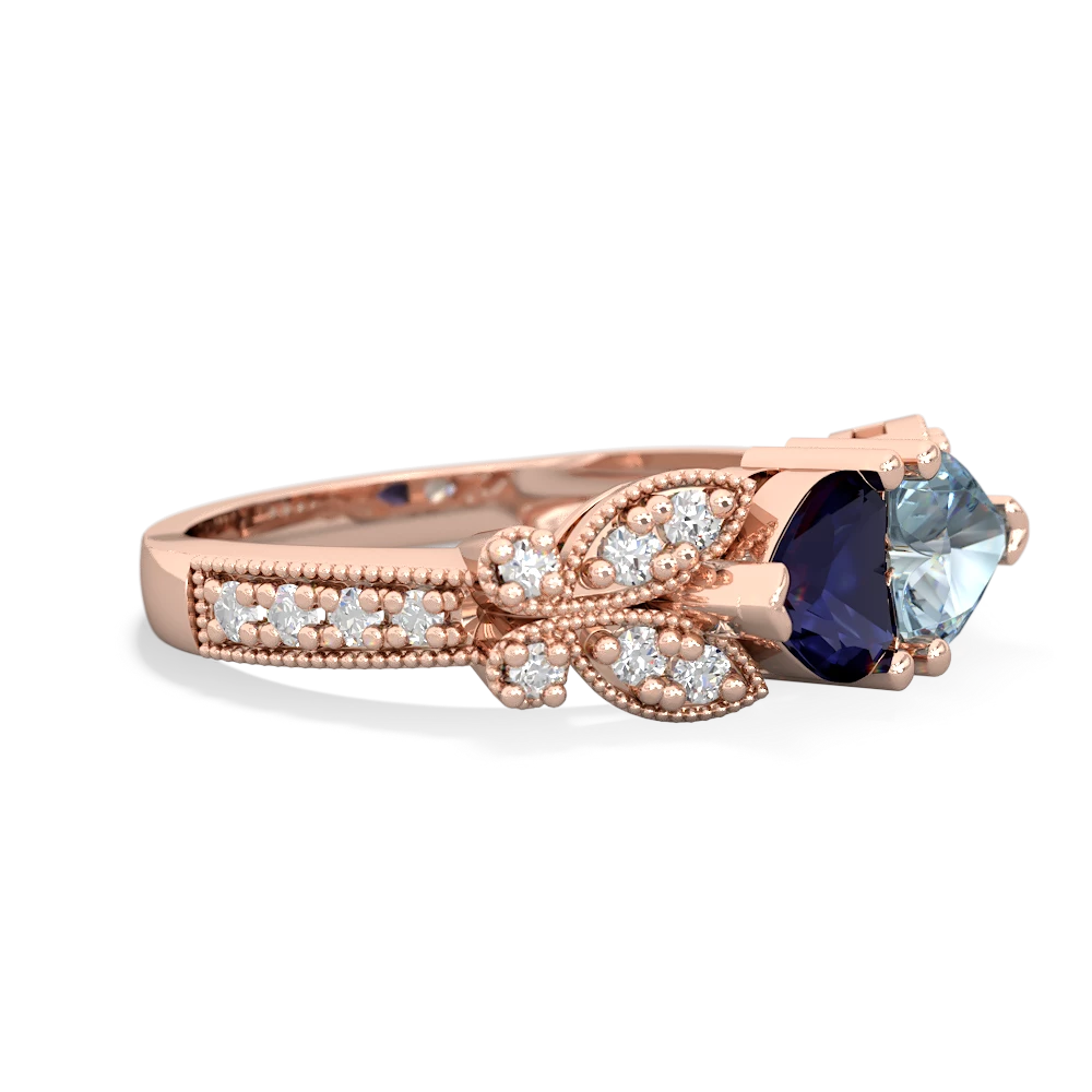 Sapphire Diamond Butterflies 14K Rose Gold ring R5601