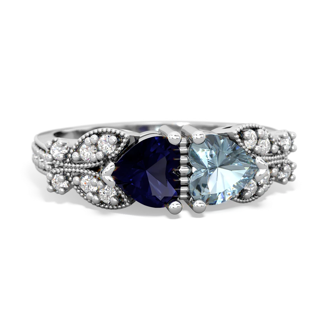 Sapphire Diamond Butterflies 14K White Gold ring R5601