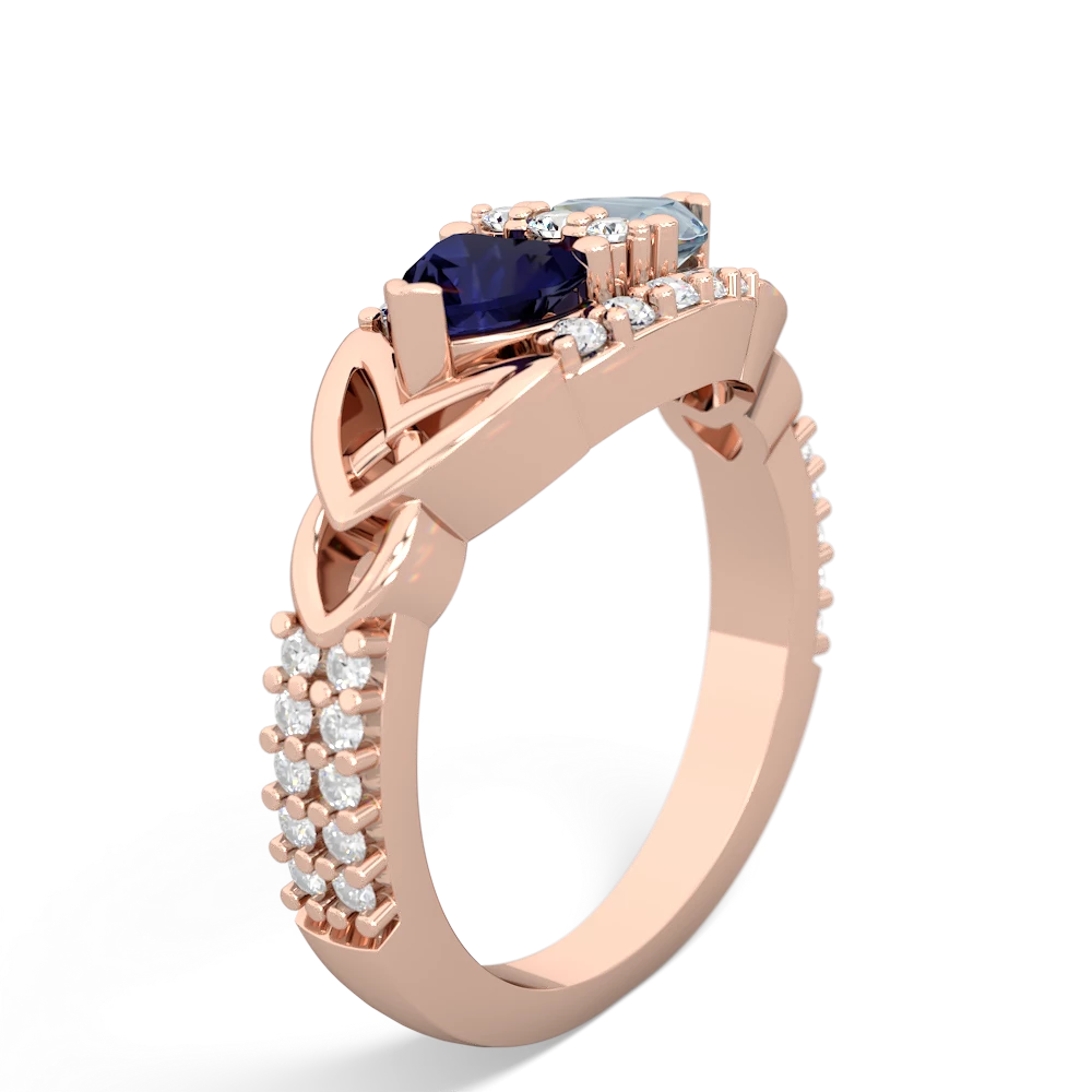 Sapphire Sparkling Celtic Knot 14K Rose Gold ring R2645