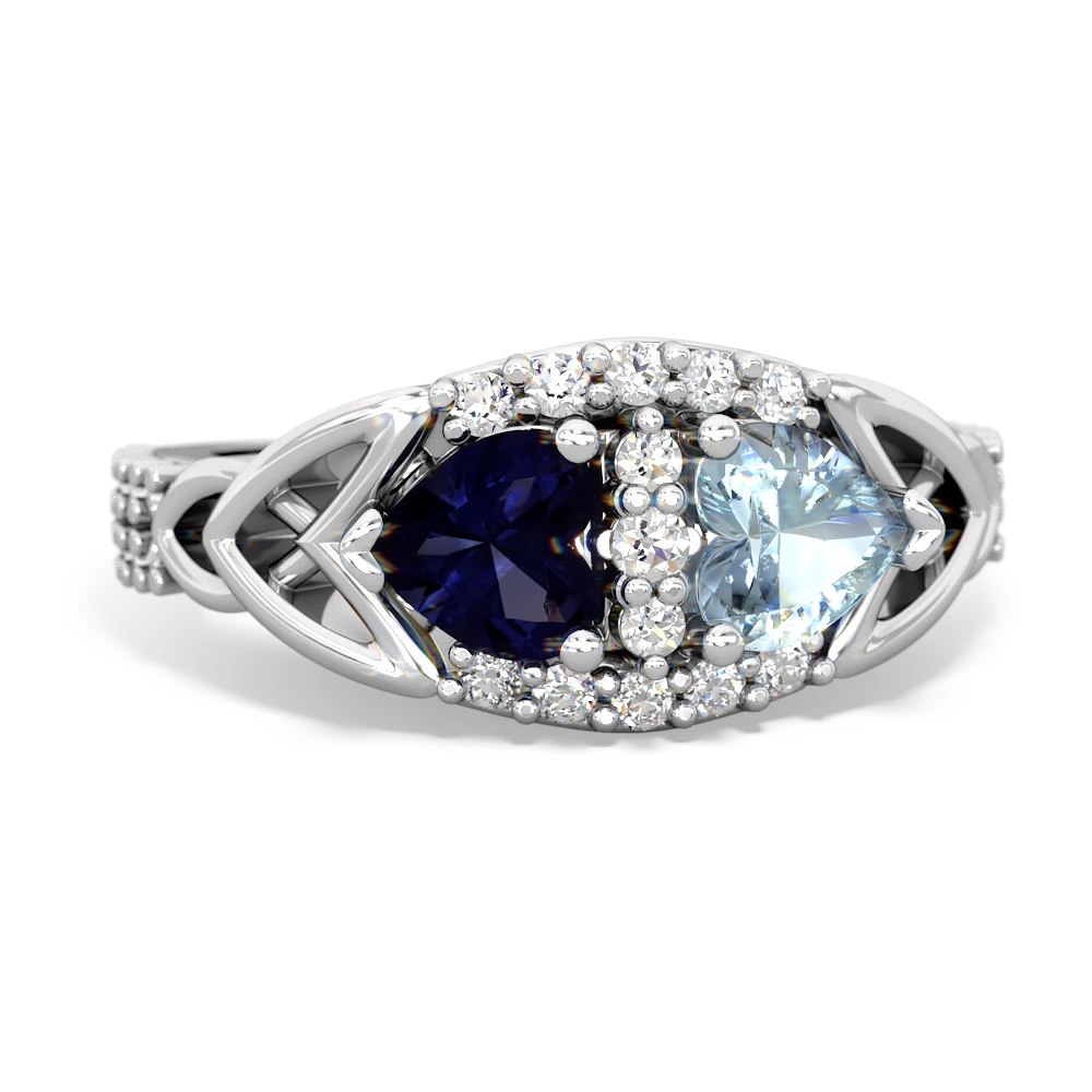Sapphire Sparkling Celtic Knot 14K White Gold ring R2645