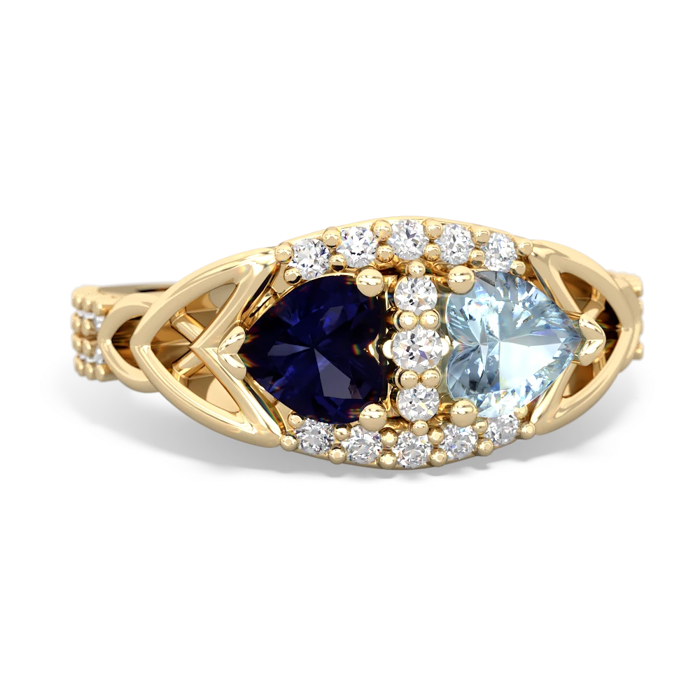 Sapphire Sparkling Celtic Knot 14K Yellow Gold ring R2645