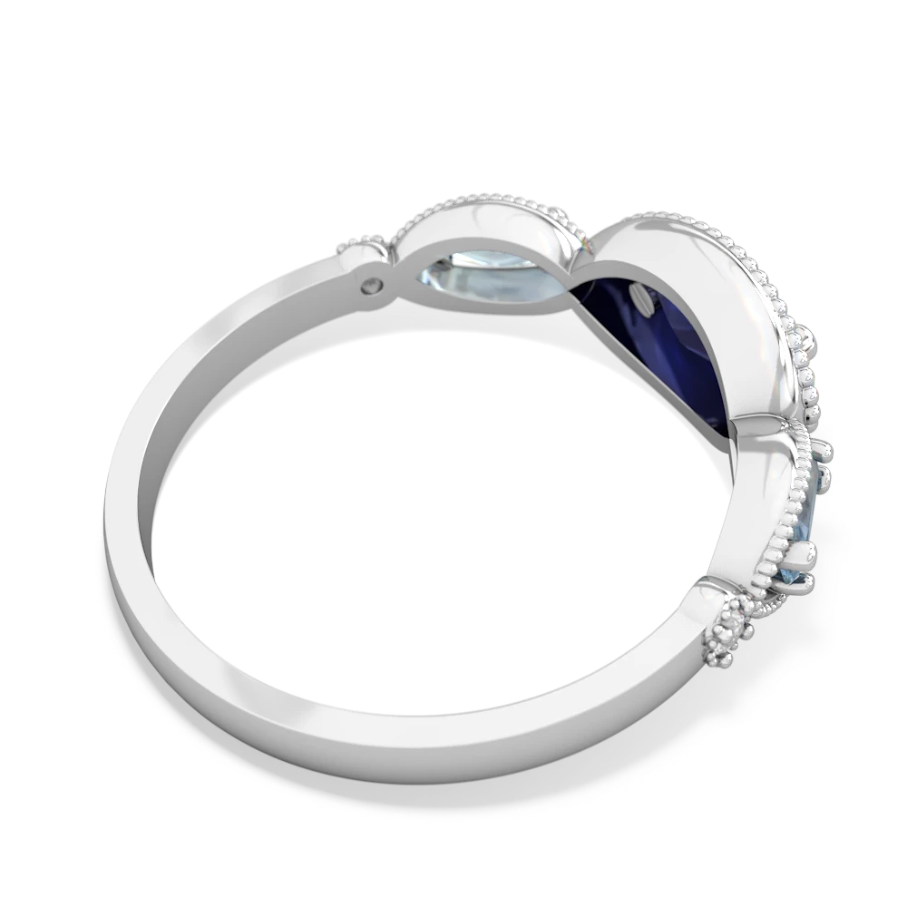 Sapphire Milgrain Marquise 14K White Gold ring R5700