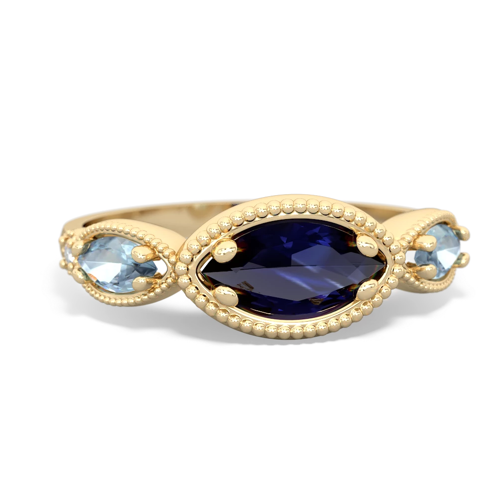 Sapphire Milgrain Marquise 14K Yellow Gold ring R5700