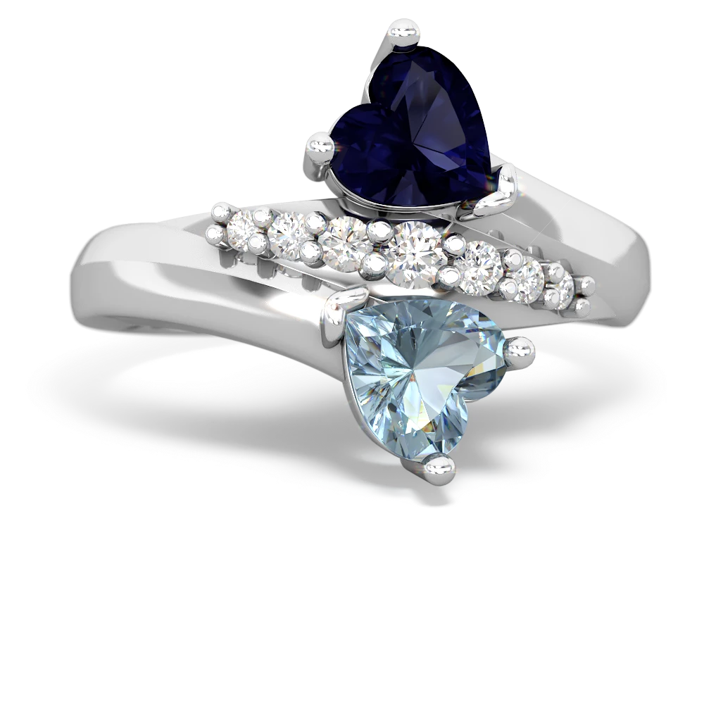 Sapphire Heart To Heart 14K White Gold ring R2064