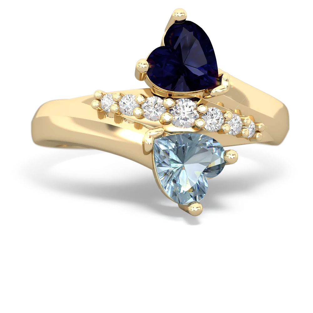 Sapphire Heart To Heart 14K Yellow Gold ring R2064