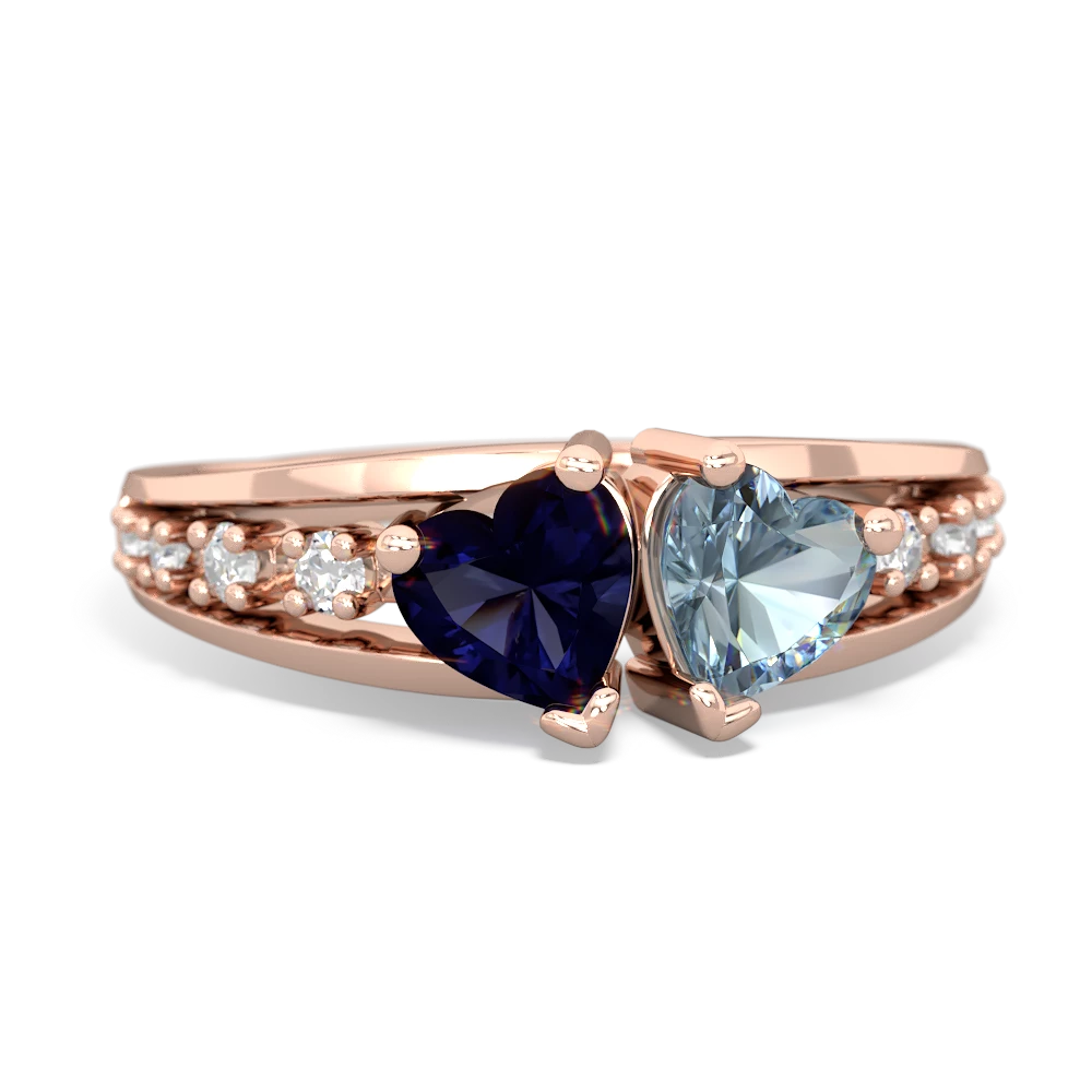 Sapphire Heart To Heart 14K Rose Gold ring R3342