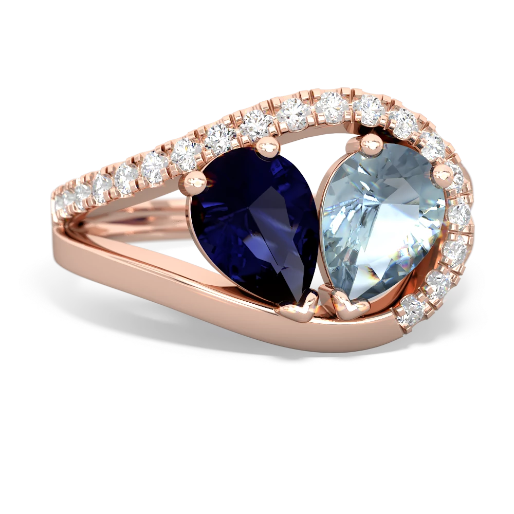 Sapphire Nestled Heart Keepsake 14K Rose Gold ring R5650