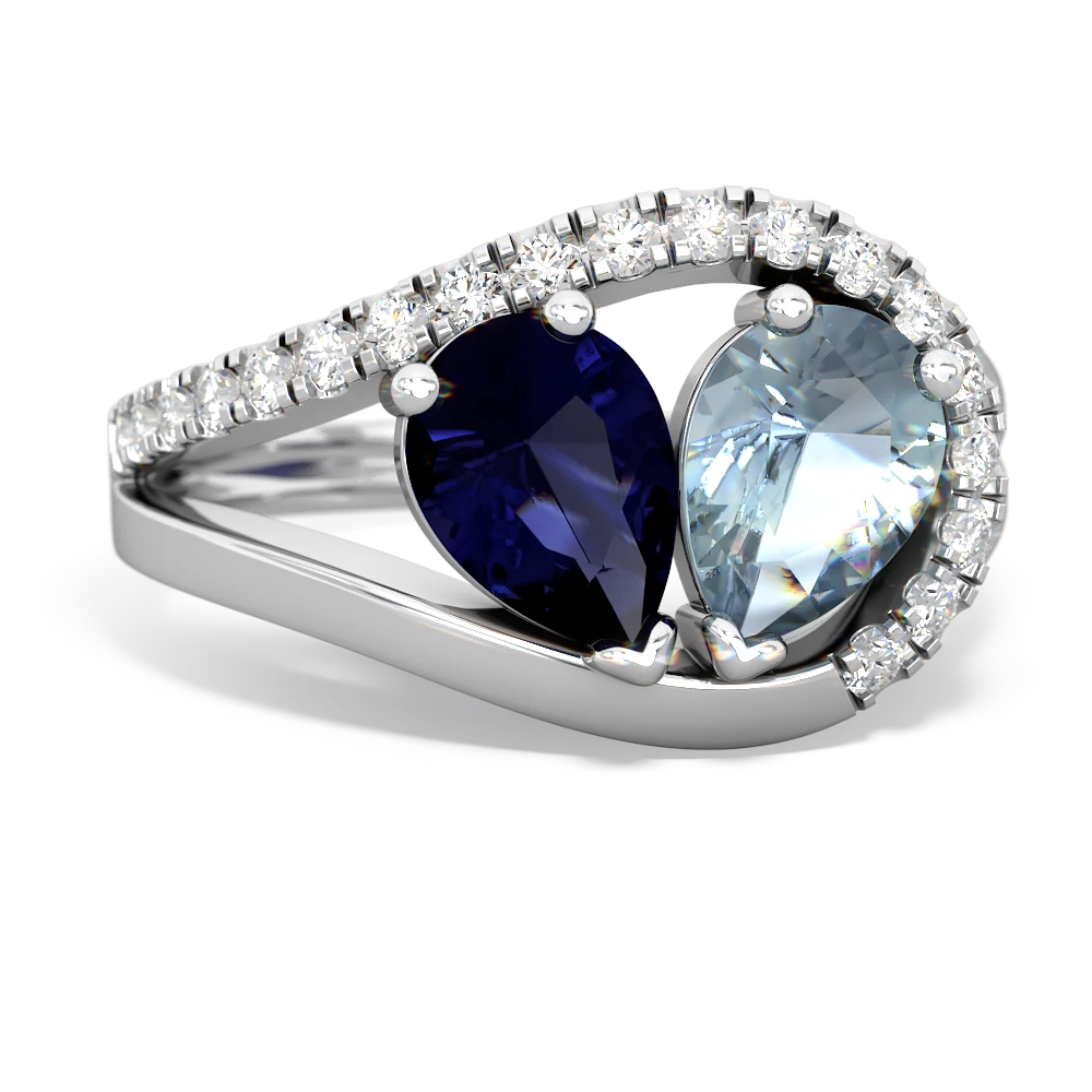 Sapphire Nestled Heart Keepsake 14K White Gold ring R5650