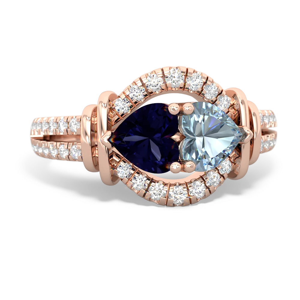 Sapphire Art-Deco Keepsake 14K Rose Gold ring R5630