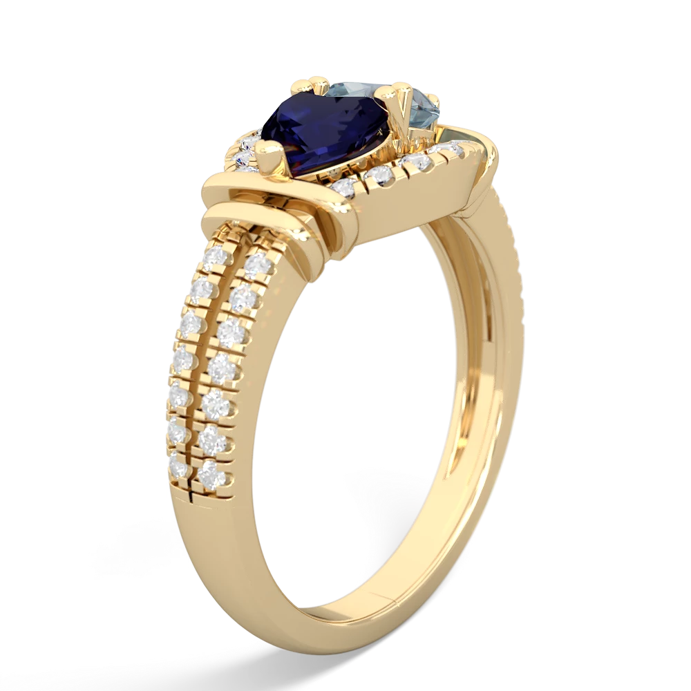 Sapphire Art-Deco Keepsake 14K Yellow Gold ring R5630