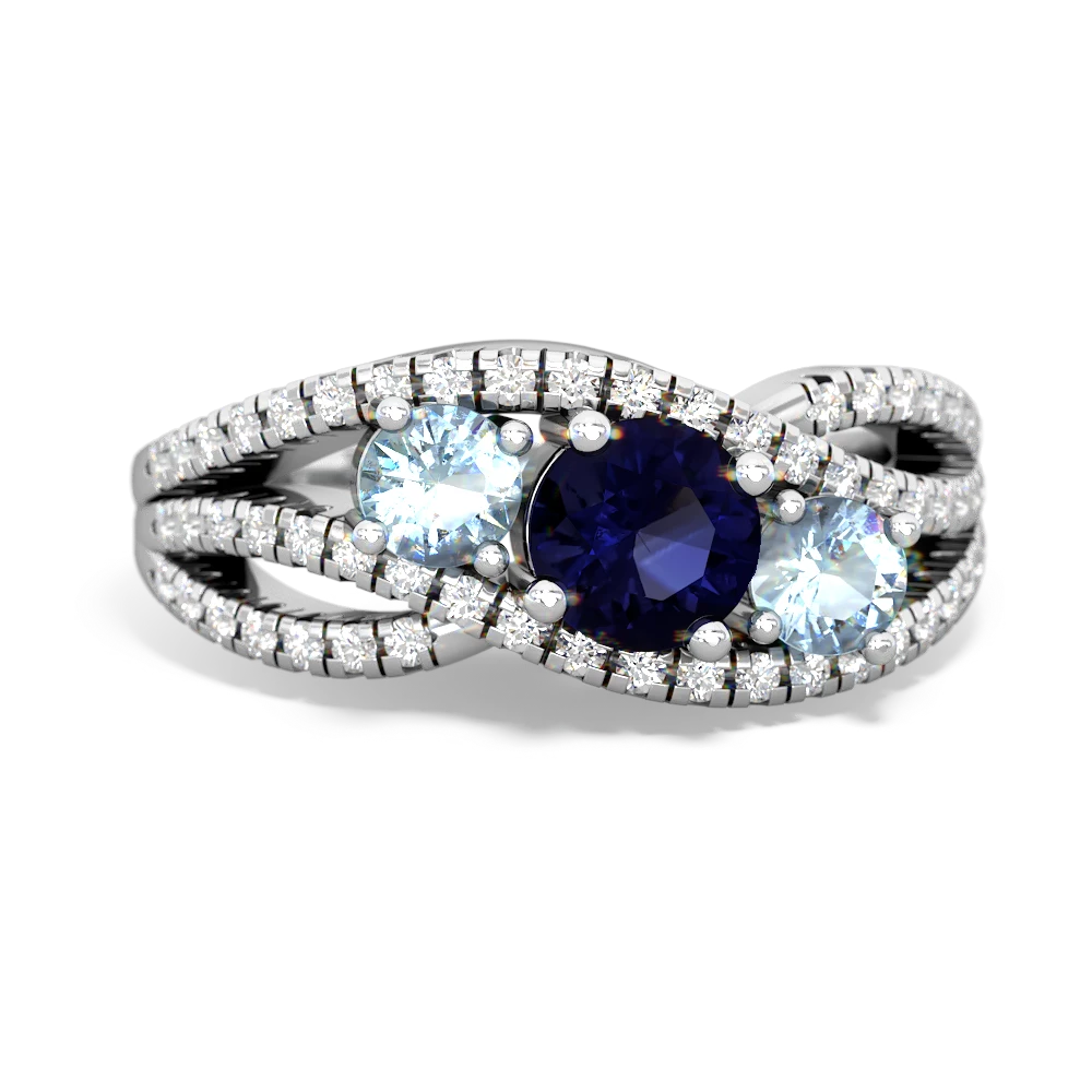 Sapphire Three Stone Aurora 14K White Gold ring R3080