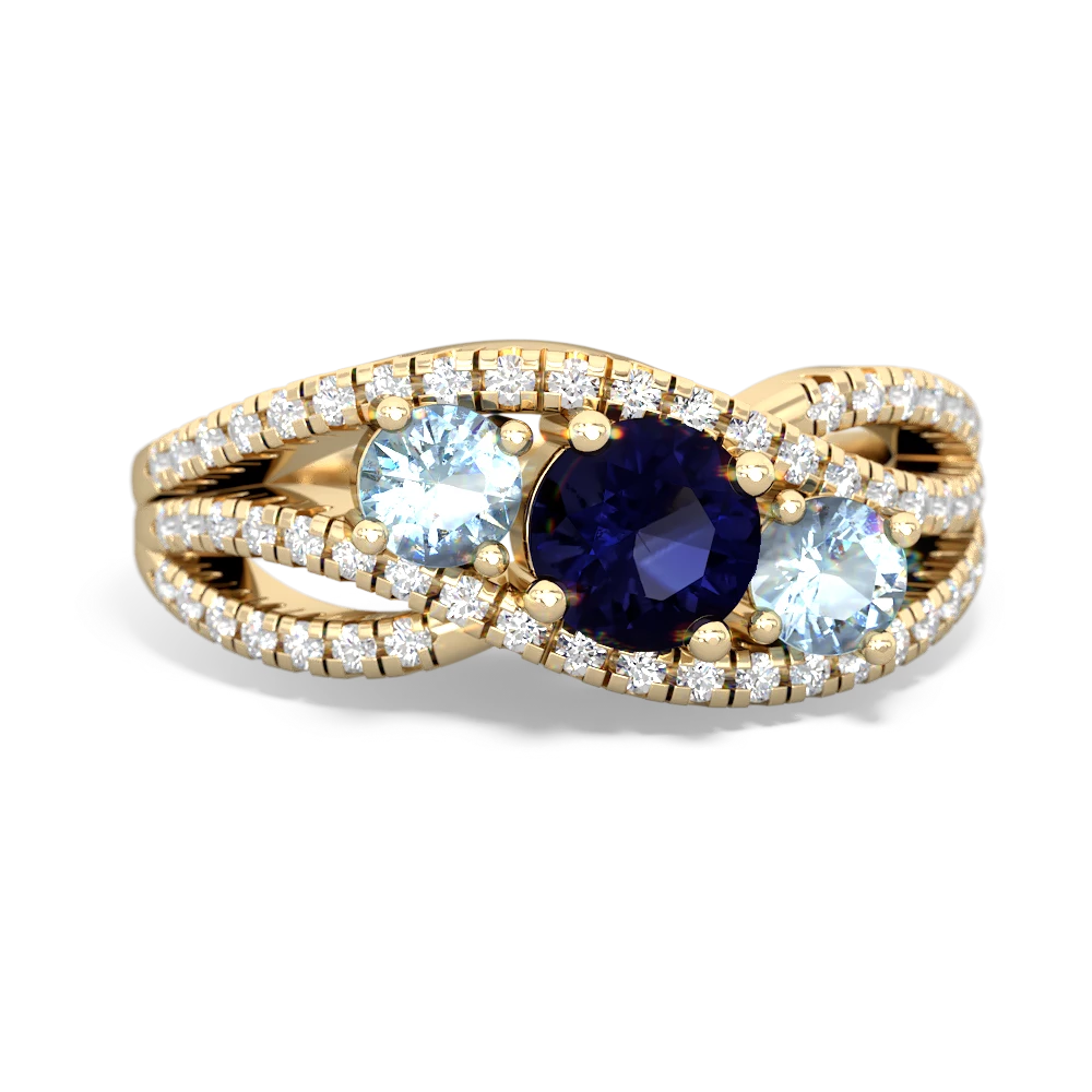 Sapphire Three Stone Aurora 14K Yellow Gold ring R3080