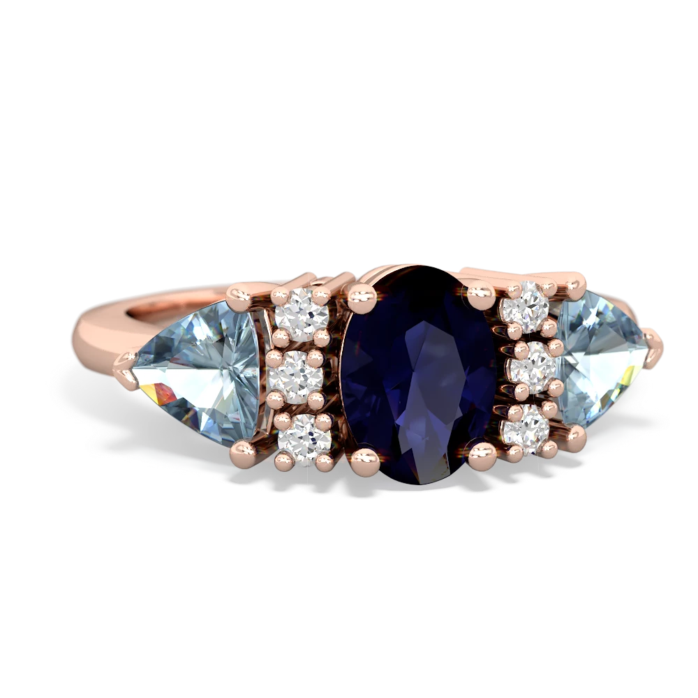 Sapphire Antique Style Three Stone 14K Rose Gold ring R2186