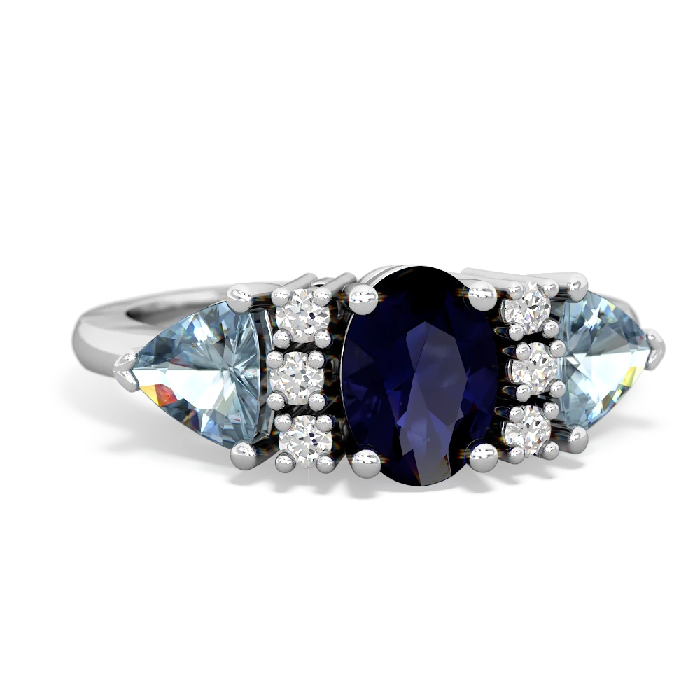 Sapphire Antique Style Three Stone 14K White Gold ring R2186