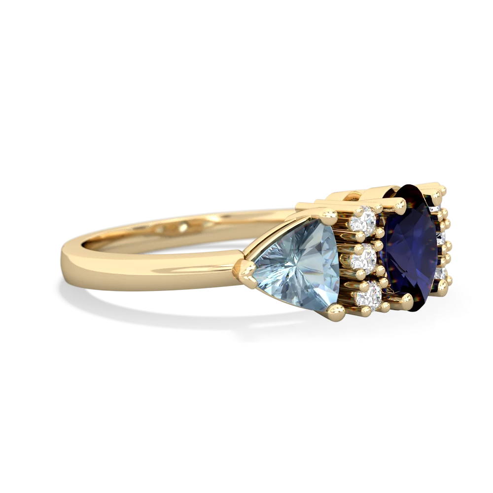 Sapphire Antique Style Three Stone 14K Yellow Gold ring R2186