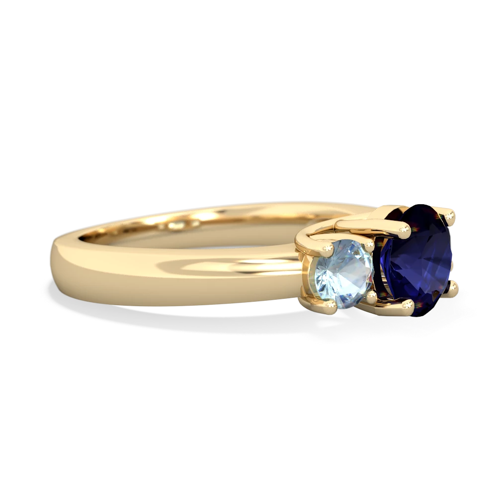 Sapphire Three Stone Round Trellis 14K Yellow Gold ring R4018