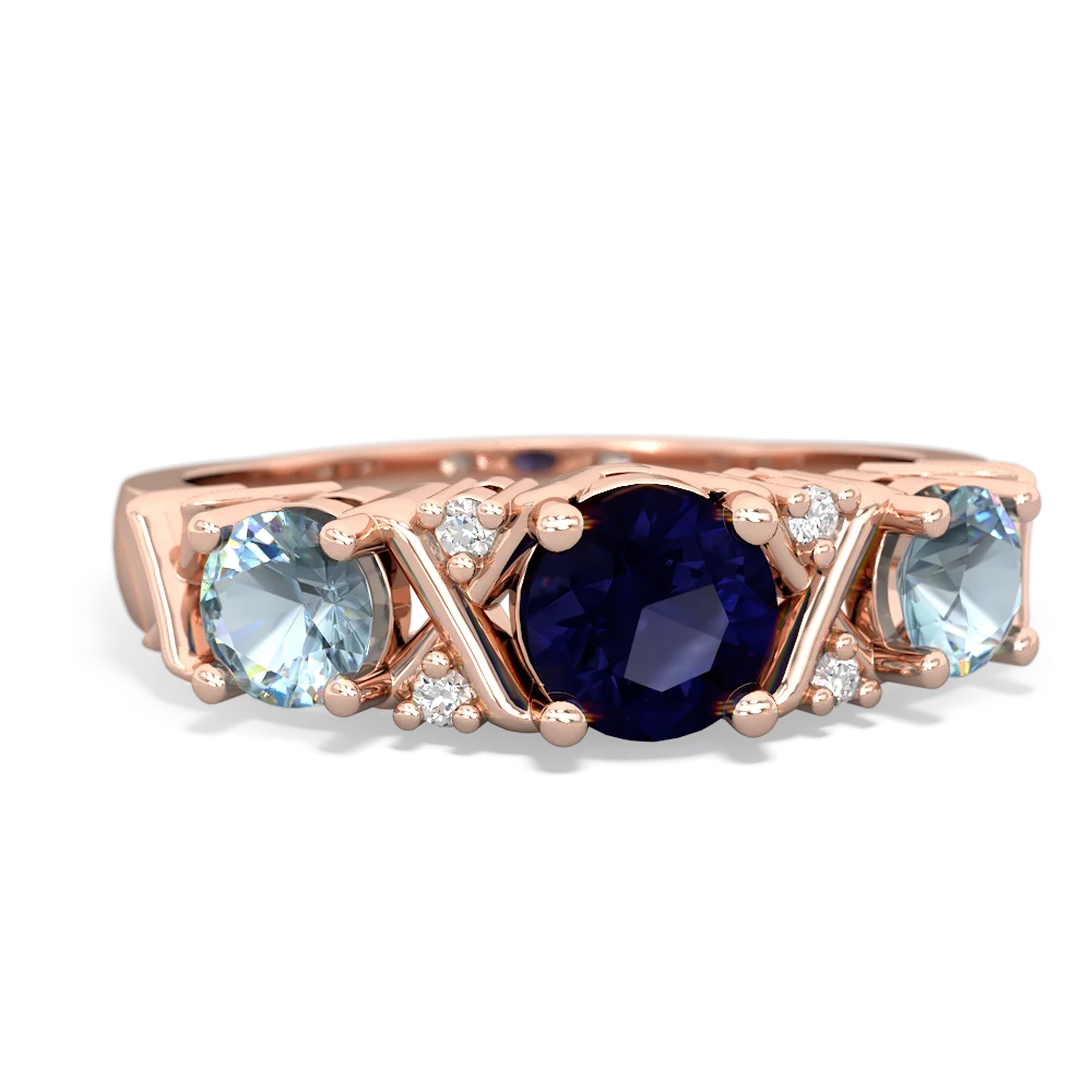 Sapphire Hugs And Kisses 14K Rose Gold ring R5016