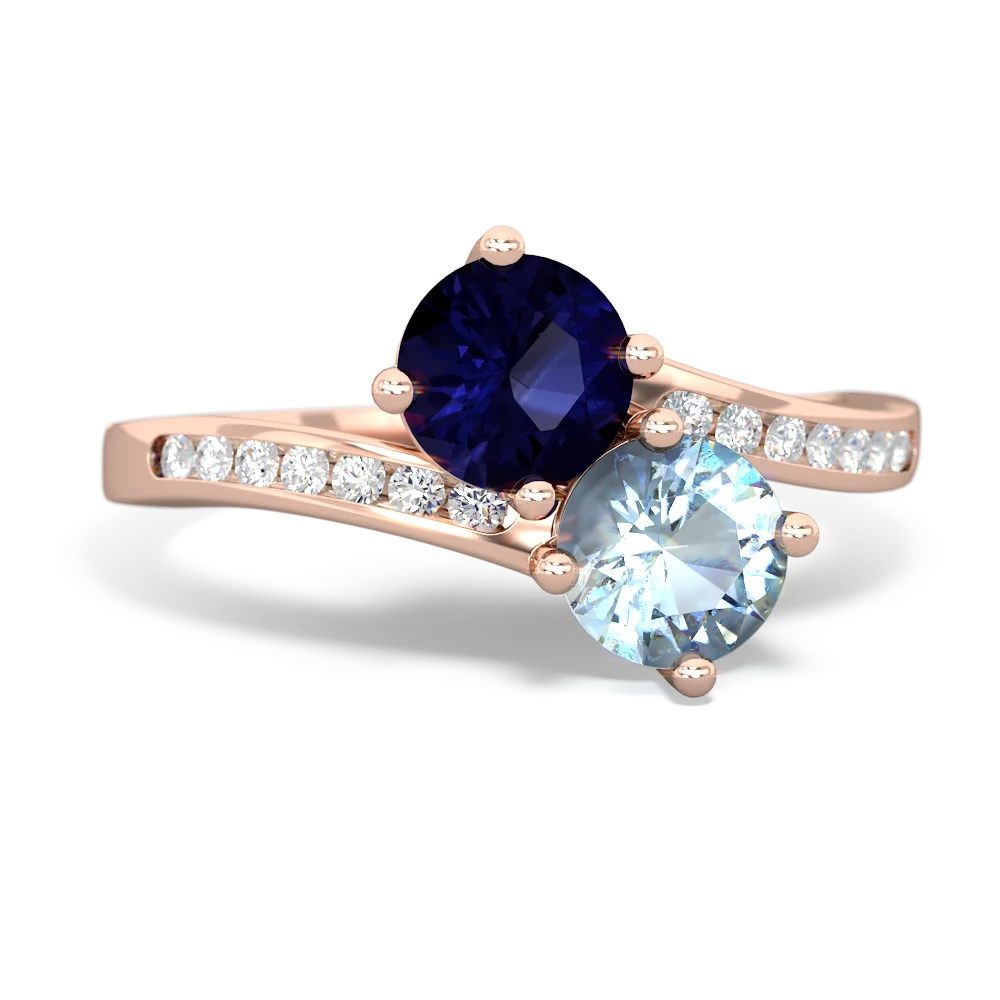 Sapphire Channel Set Two Stone 14K Rose Gold ring R5303