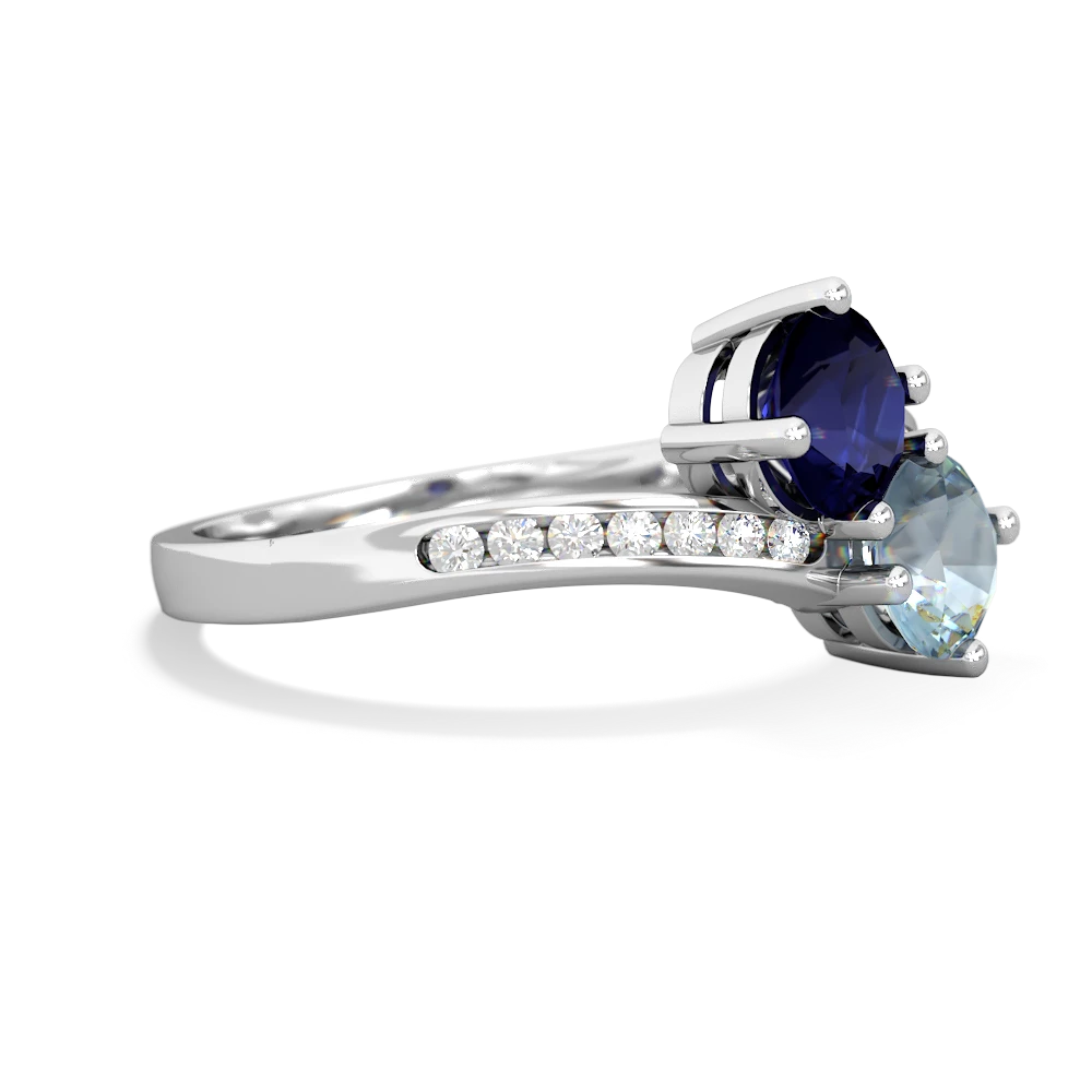 Sapphire Channel Set Two Stone 14K White Gold ring R5303