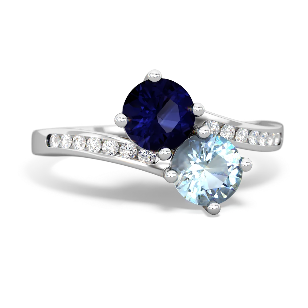 Sapphire Channel Set Two Stone 14K White Gold ring R5303