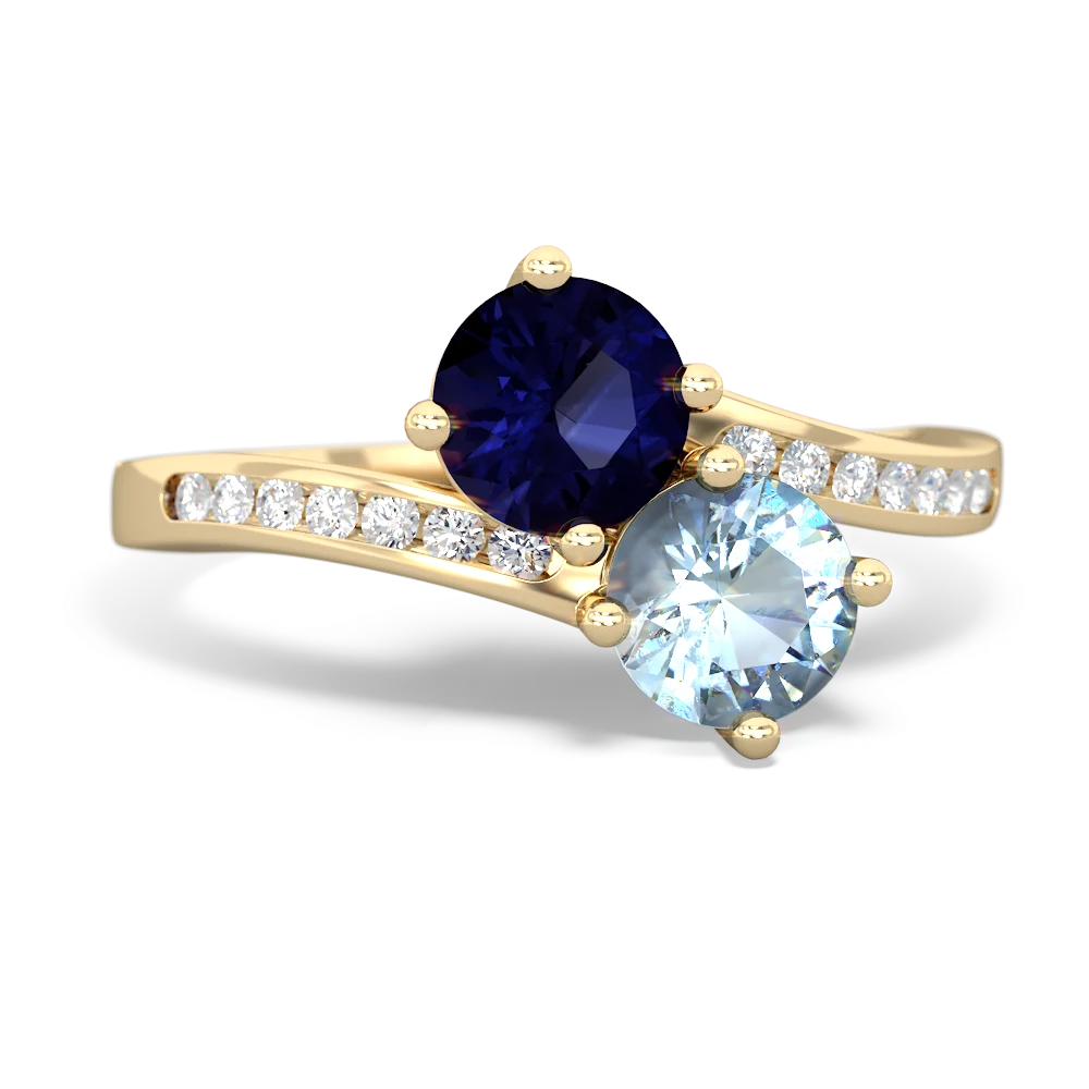 Sapphire Channel Set Two Stone 14K Yellow Gold ring R5303