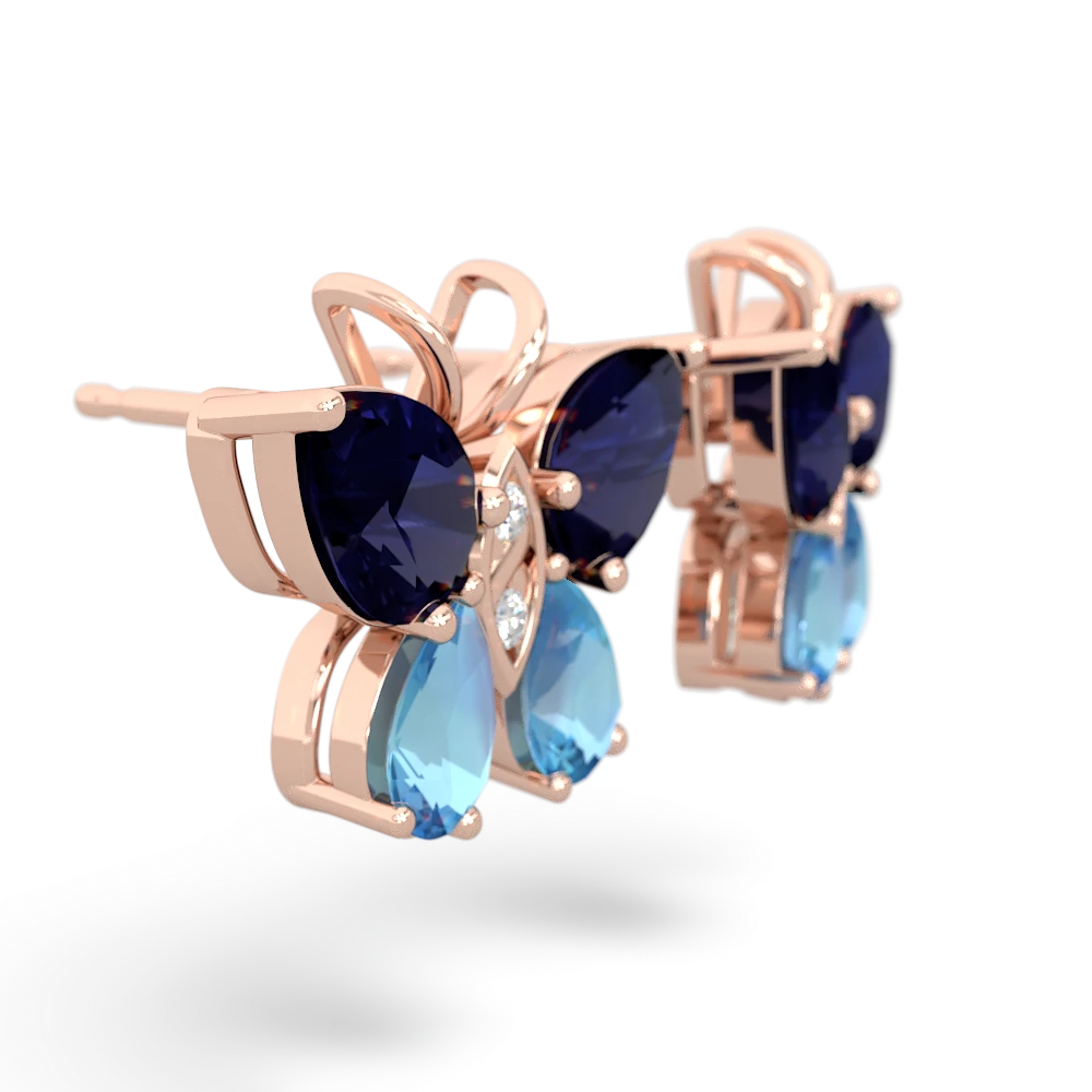 Sapphire Butterfly 14K Rose Gold earrings E2215