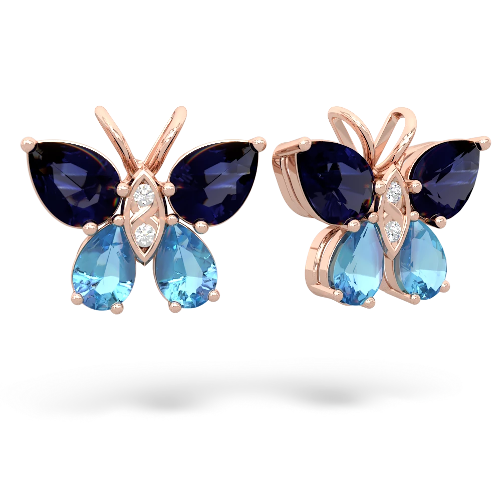 Sapphire Butterfly 14K Rose Gold earrings E2215