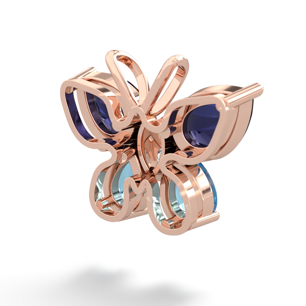 Sapphire Butterfly 14K Rose Gold pendant P2215