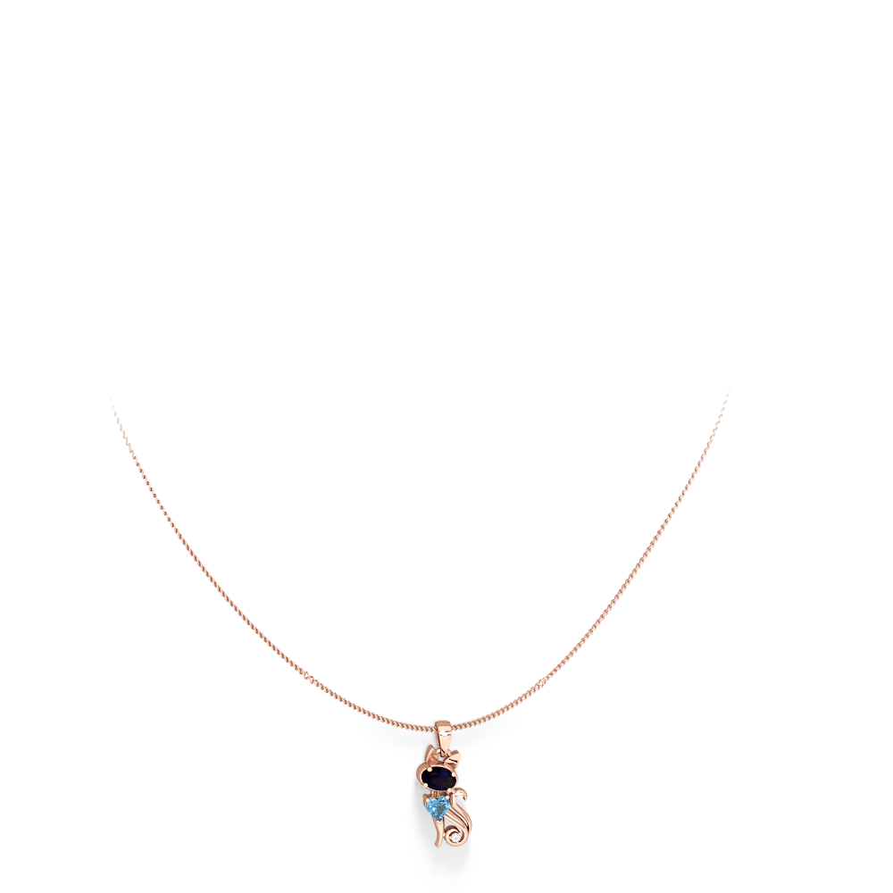 Sapphire Kitten 14K Rose Gold pendant P5780