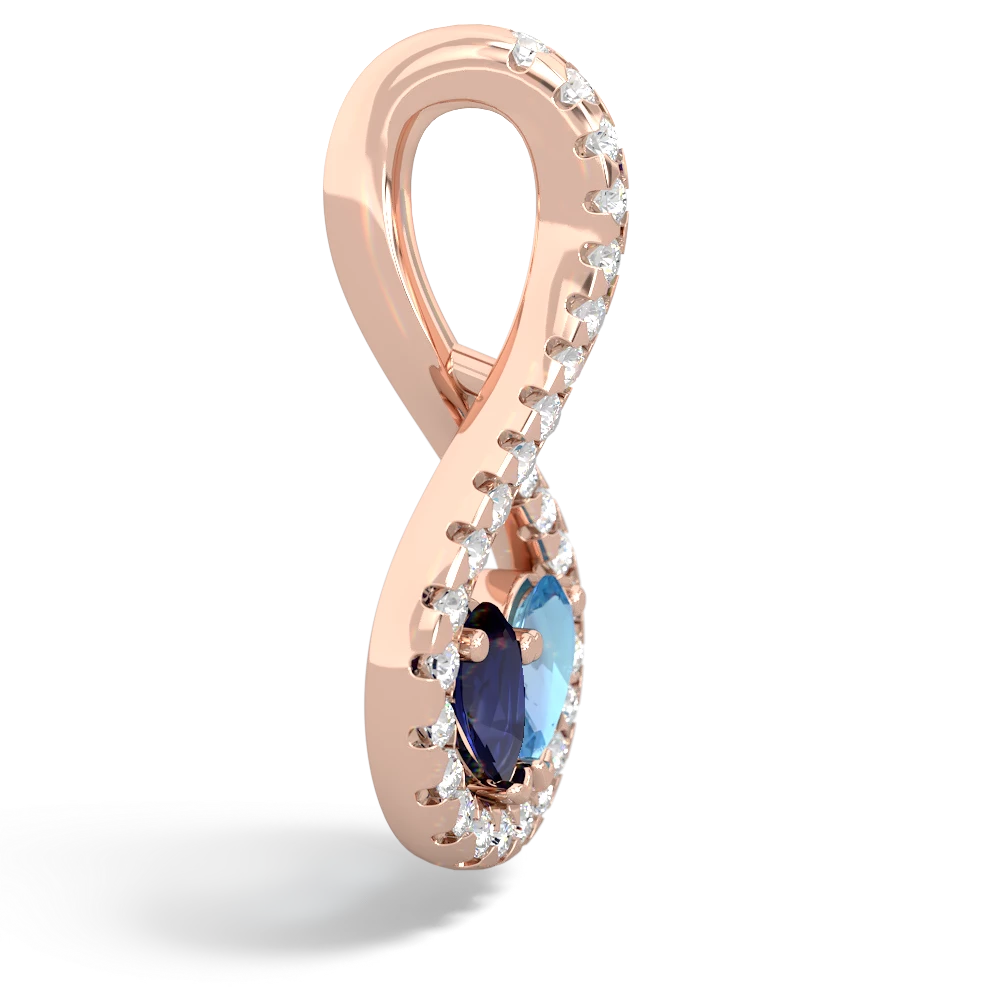 Sapphire Pave Twist 'One Heart' 14K Rose Gold pendant P5360