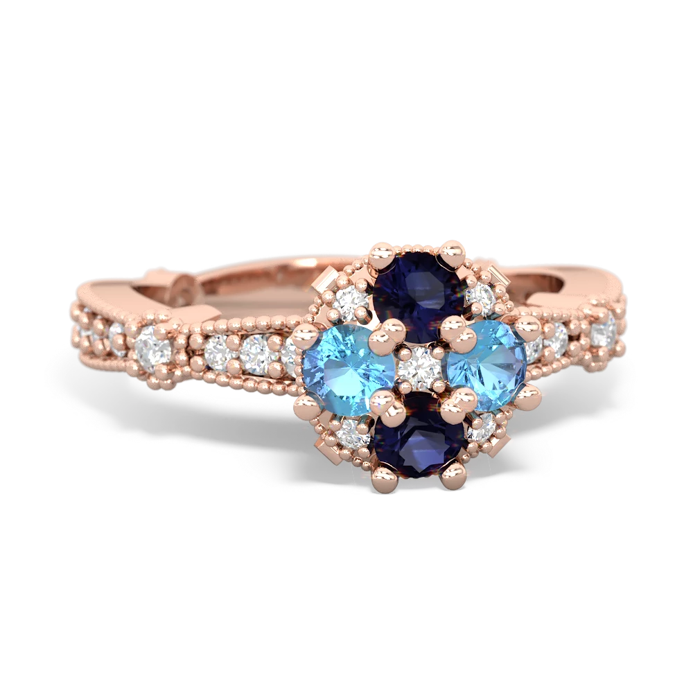 Sapphire Sparkling Tiara Cluster 14K Rose Gold ring R26293RD