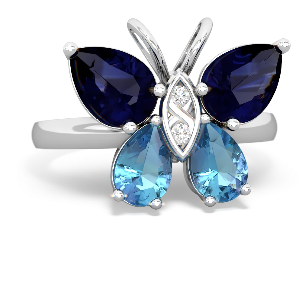 Sapphire Butterfly 14K White Gold ring R2215