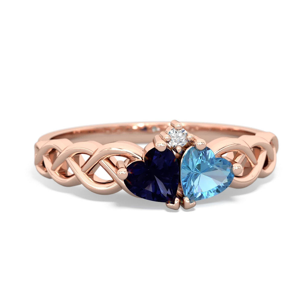 Sapphire Heart To Heart Braid 14K Rose Gold ring R5870