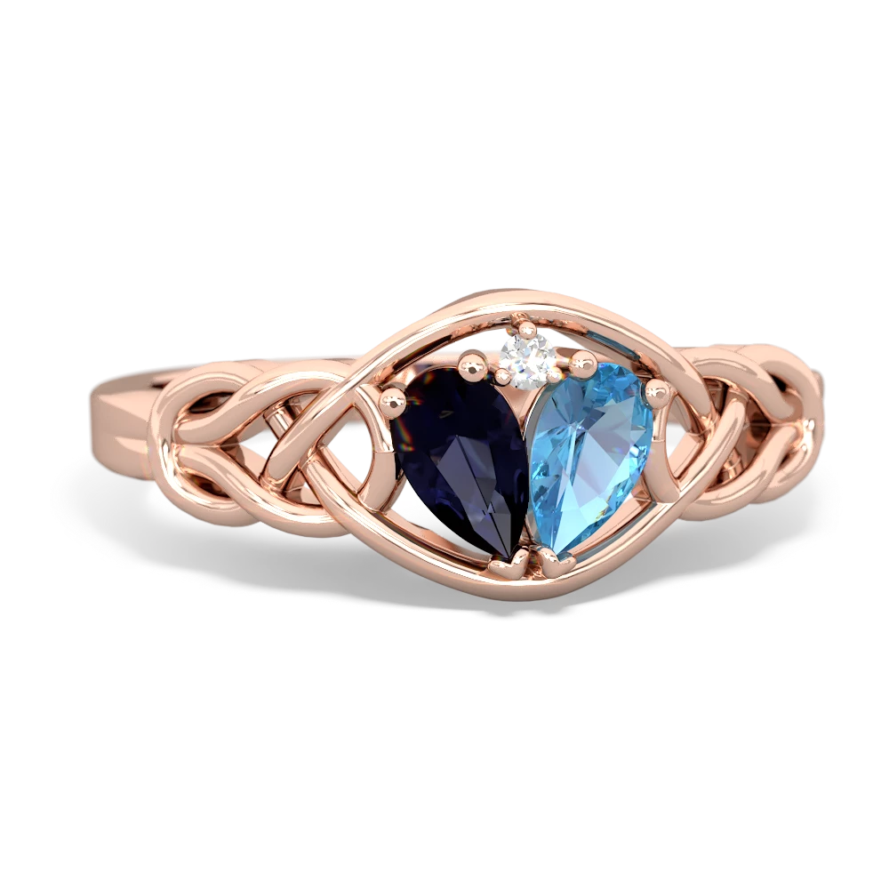 Sapphire Celtic Love Knot 14K Rose Gold ring R5420