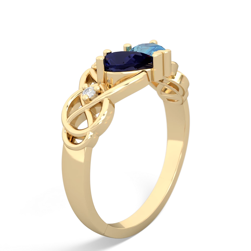 Sapphire 'One Heart' Celtic Knot Claddagh 14K Yellow Gold ring R5322