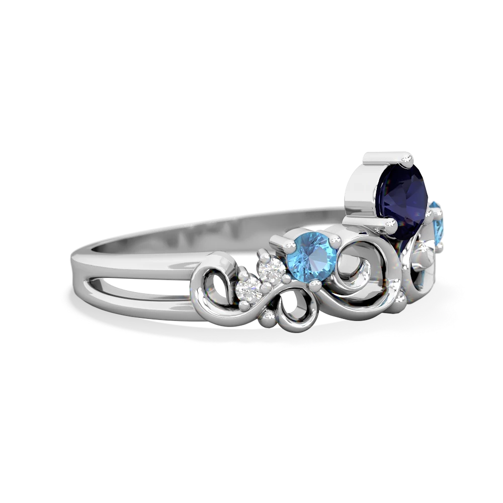 Sapphire Crown Keepsake 14K White Gold ring R5740