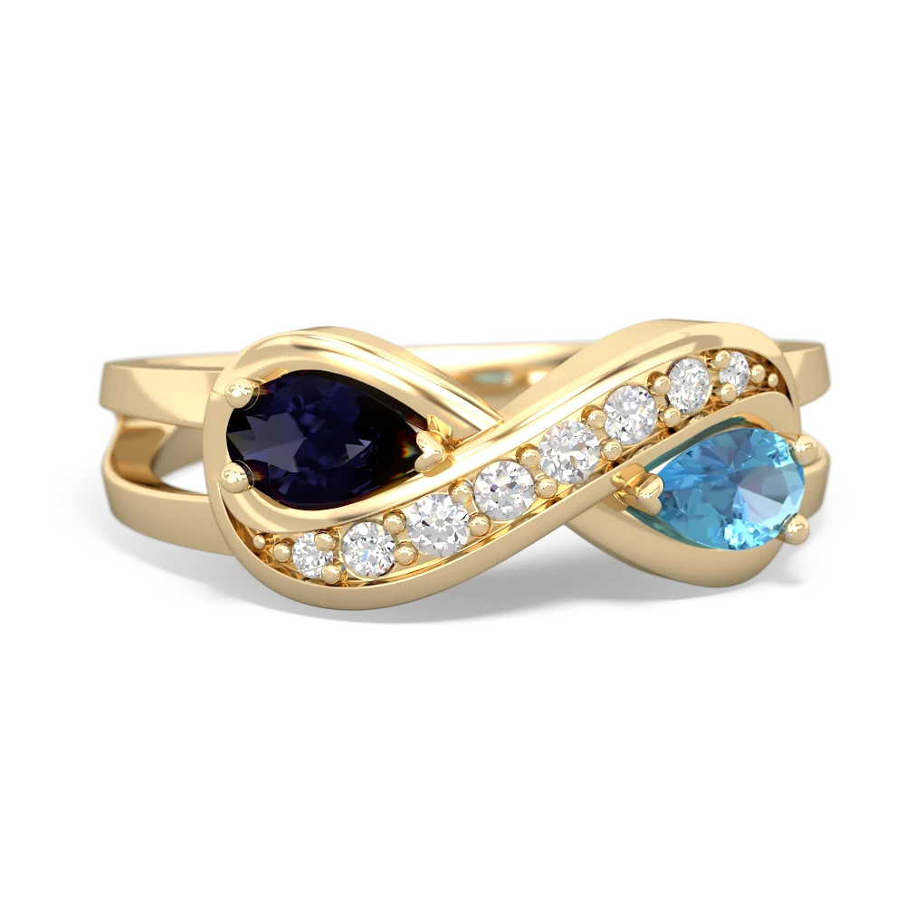 Sapphire Diamond Infinity 14K Yellow Gold ring R5390