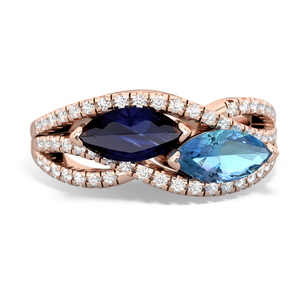 Sapphire Diamond Rivers 14K Rose Gold ring R3070