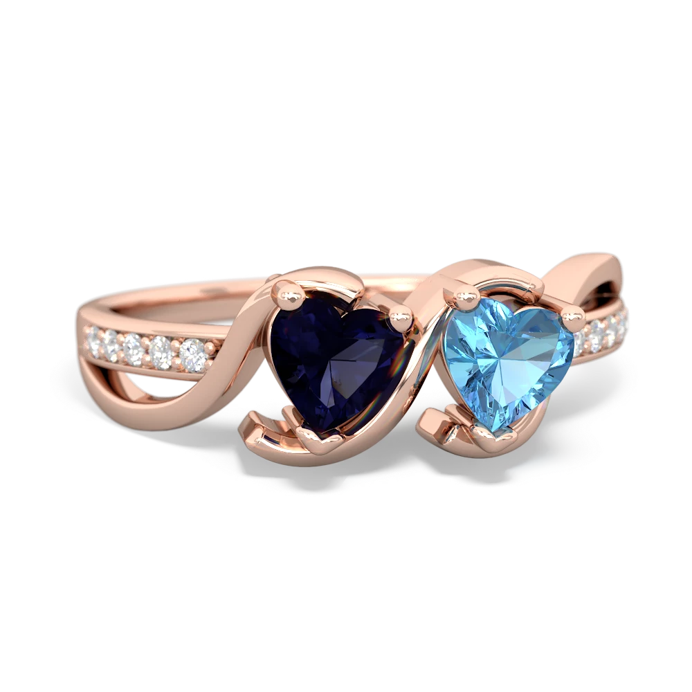 Sapphire Side By Side 14K Rose Gold ring R3090