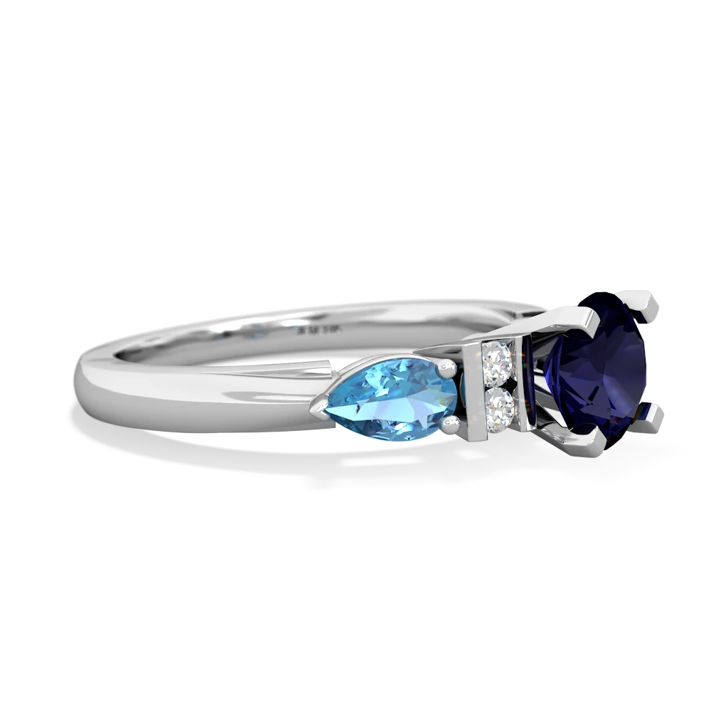 Sapphire 6Mm Round Eternal Embrace Engagement 14K White Gold ring R2005