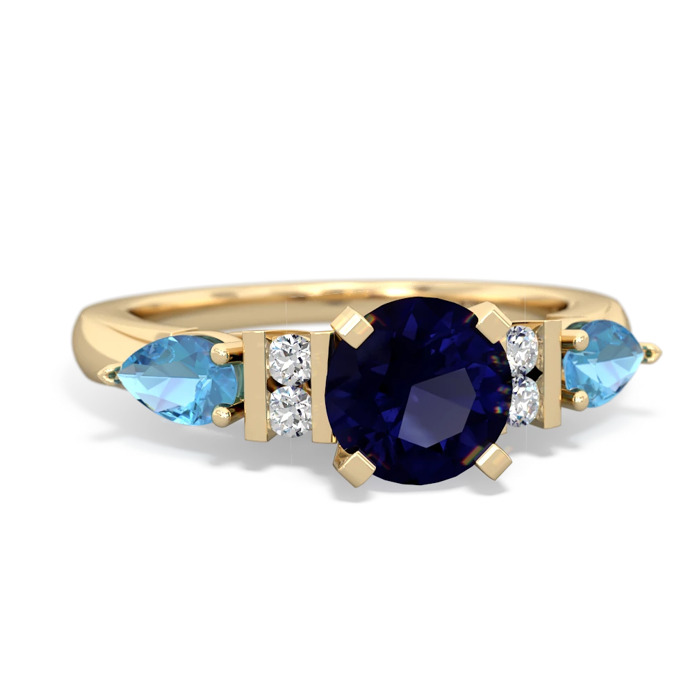 Sapphire 6Mm Round Eternal Embrace Engagement 14K Yellow Gold ring R2005