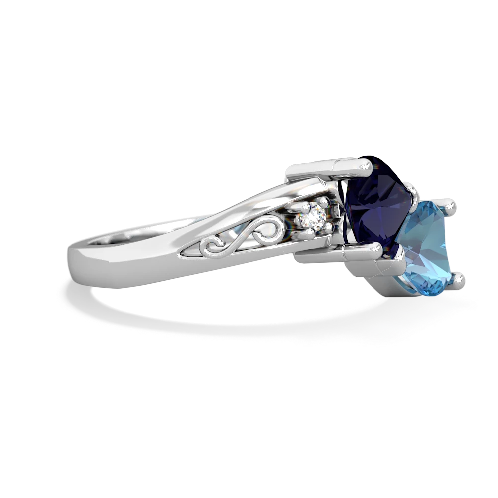 Sapphire Snuggling Hearts 14K White Gold ring R2178