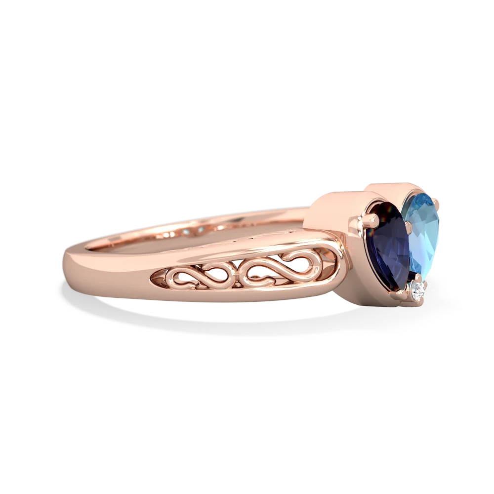 Sapphire Filligree 'One Heart' 14K Rose Gold ring R5070