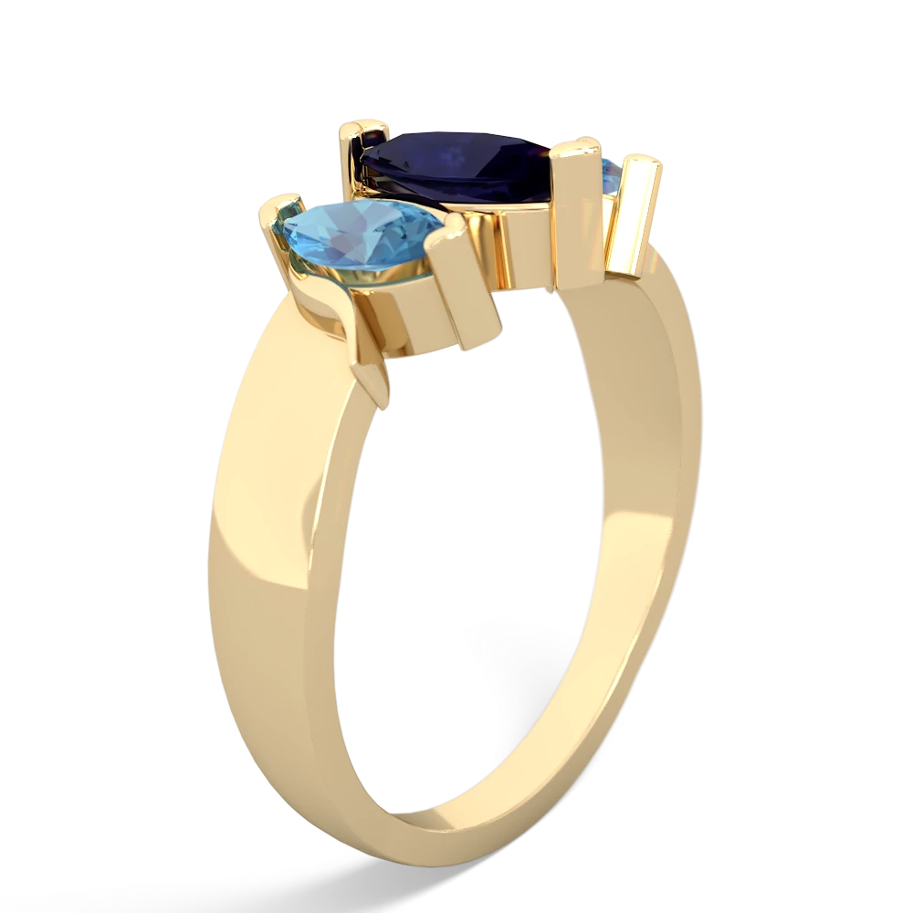 Sapphire Three Peeks 14K Yellow Gold ring R2433