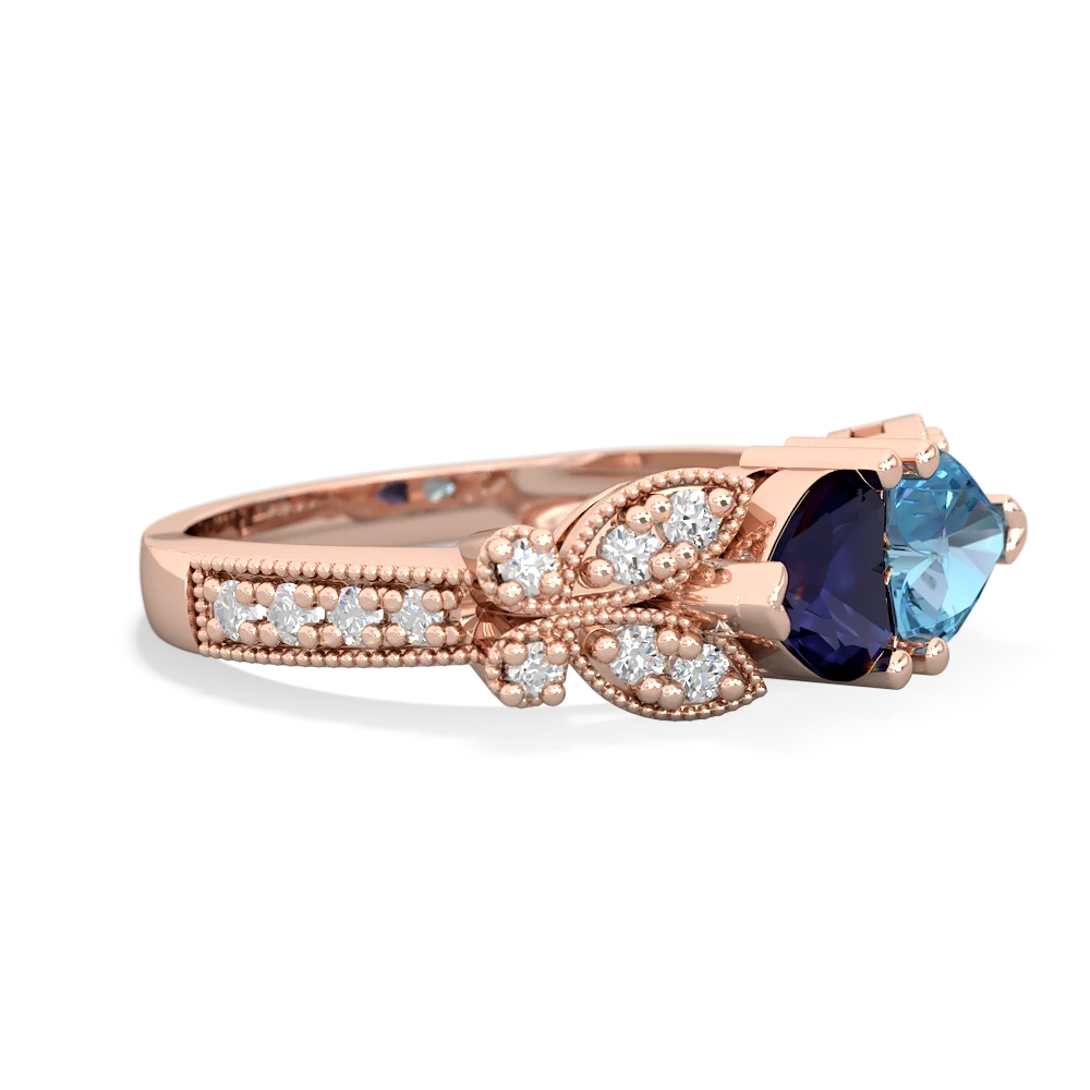 Sapphire Diamond Butterflies 14K Rose Gold ring R5601