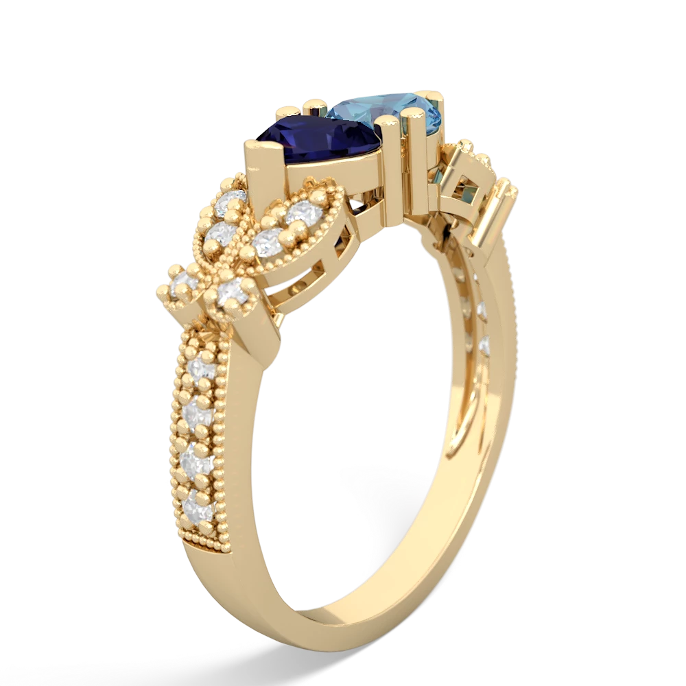 Sapphire Diamond Butterflies 14K Yellow Gold ring R5601