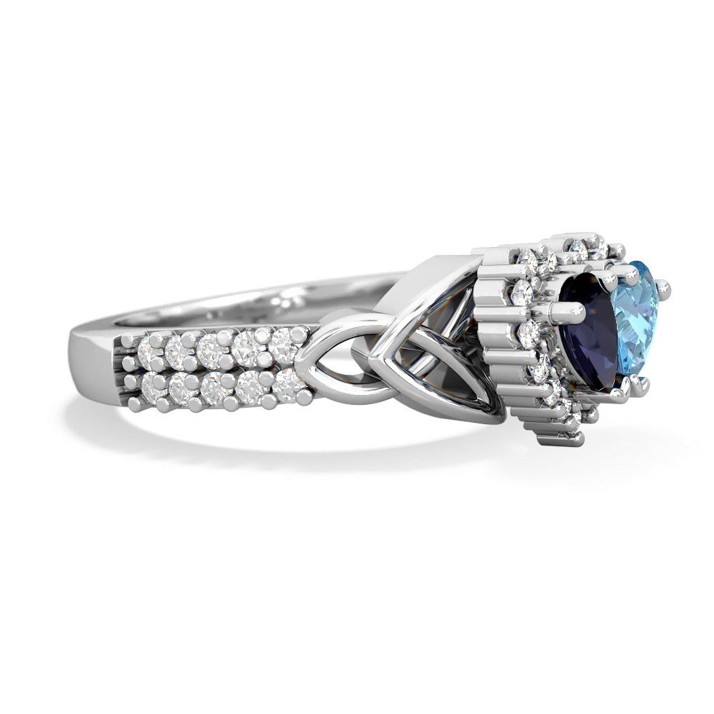 Sapphire Celtic Knot Two Hearts As One 14K White Gold ring R2644HRT